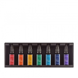 coffret parfums 7 chakras, racine, sacre, solaire, coeur, gorge, 3e oeil, coronal parfum eveil